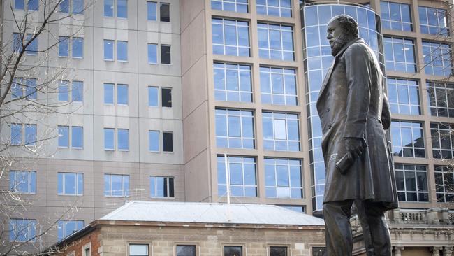 The William Crowther statue in Franklin Square Hobart. Picture: Chris Kidd