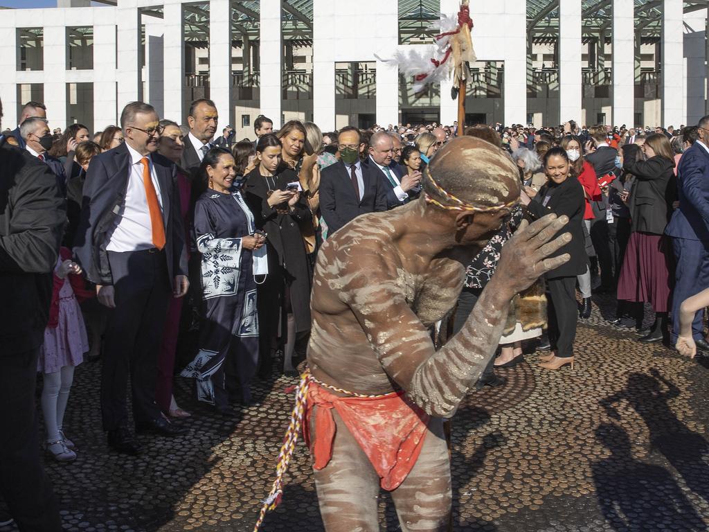 Labor has committed to a referendum on an Indigenous voice to parliament, which is one of the measures called for by the Uluru Statement from the Heart. Picture: NCA NewsWire / Gary Ramage