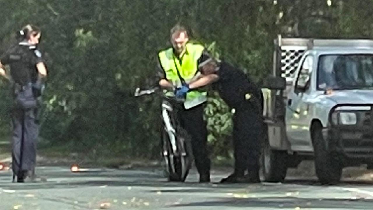 A man in his 30s is fighting for life following a crash on Mackie Rd in Narangba on Friday morning. Picture: Aaron Goodwin