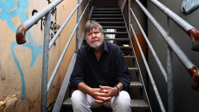 Author Peter Corris, pictured in the streets of Newtown in Sydney's inner west ahead of the release of his final Cliff Hardy novel. Picture: John Feder