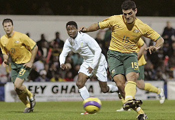 Aloisi ... the last Socceroos goal under the old agreement. Pic: Reuters