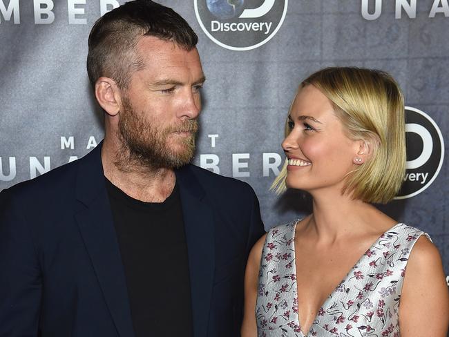 Lara Worthington, seen her with actor husband Sam, has a self-tanning brand The Base, as well as designing lingerie and swimwear. Picture: Jamie McCarthy/Getty Images/AFP