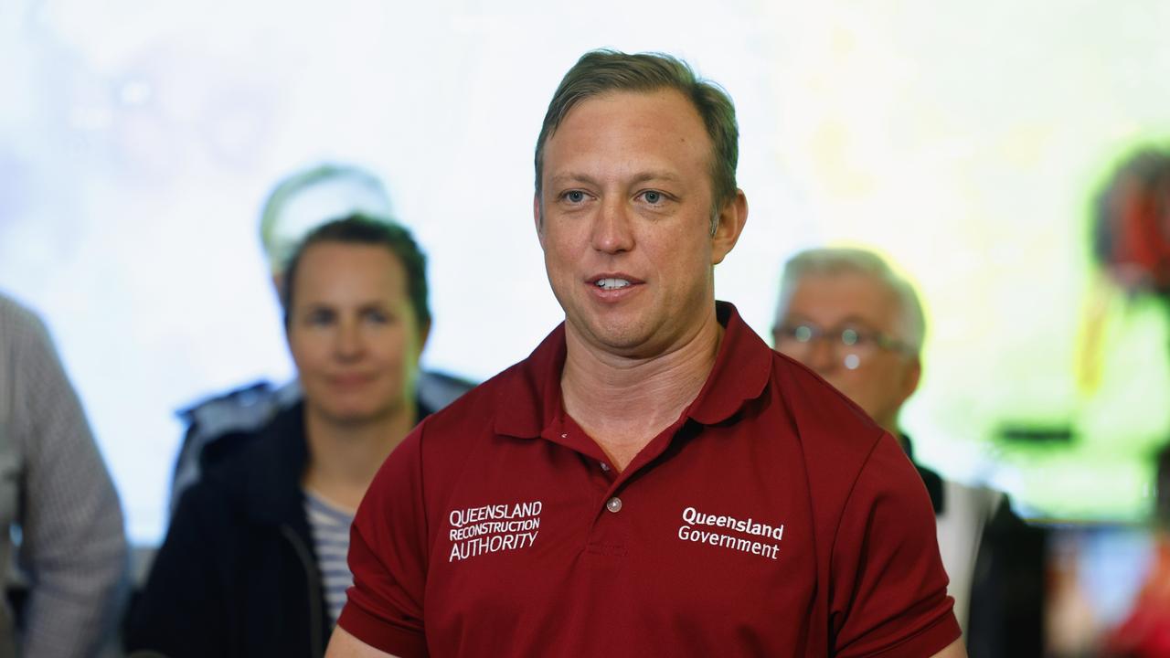 Steven Miles pledges state government cyclone recovery support for Far North Queensland at the Cairns Local Disaster Coordination Centre. Picture: Brendan Radke