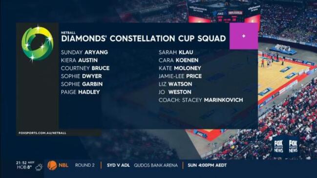 Diamonds announce Constellation Cup squad