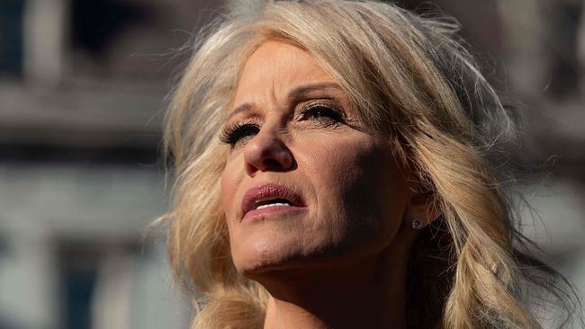 (FILES) In this file photo taken on January 16, 2020 Kellyanne Conway, counselor to US President Donald Trump, speaks to the press at the White House in Washington, DC. - Kellyanne Conway, a senior adviser to President Trump and one of his longest-serving aides, is leaving the White House at the end of the month, she announced on August 23, 2020. (Photo by NICHOLAS KAMM / AFP)