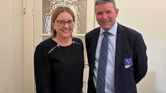 Premier Jacinta Allan and Victorian Farmers Federation president Brett Hosking