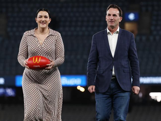 AFL football boss Laura Kane and CEO Andrew Dillon. Picture: Michael Klein.