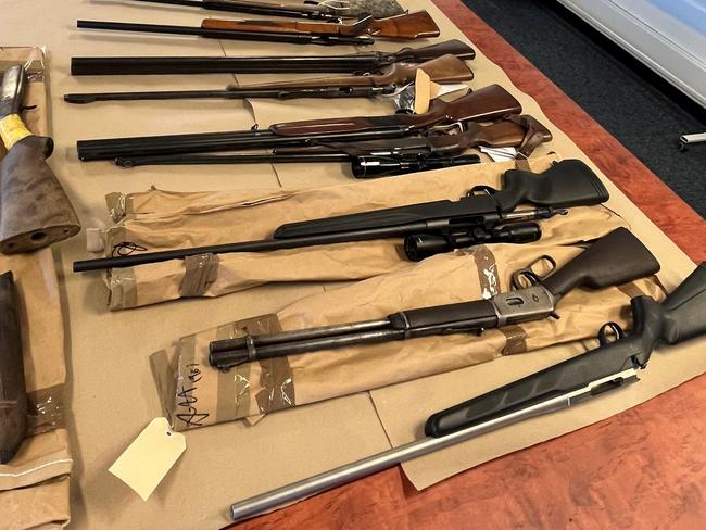 Firearms seized by Tasmania Police. Image: Tasmania Police.