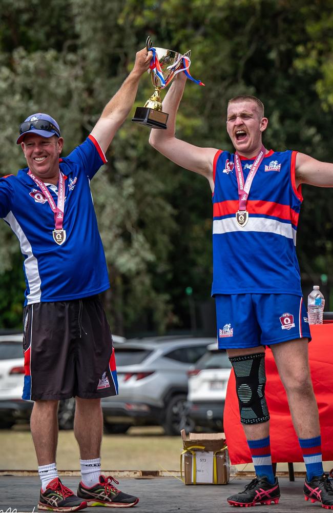 Moranbah Bulldogs vs. North Mackay Saints AFL Mackay 2024 grand final at Etwell Park Bakers Creek. Picture: Daniel McLean