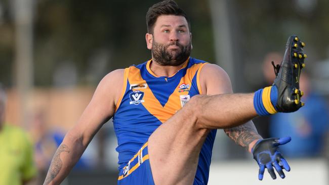 Cranbourne forward Marc Holt slotted 10 goals against Doveton on Saturday to move within 13 of 1000 career goals. Picture: Chris Eastman