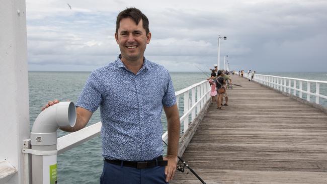 The bird was found tangled in fishing line at Urangan Pier.