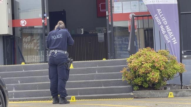 Police outside World Gym in Prospect on the day of the shooting. Picture: Ben Talintyre