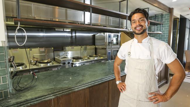 Chef Louis Tikaram at his new restaurant Stanley at Howard Smith Wharves. Picture: Mark Cranitch.