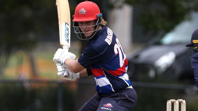 Victorian Premier Cricket: Footscray v Ringwood: Dylan Brasher of Footscray batting on Saturday 5h of November, 2022 in Footscray, Victoria, Australia.Photo: Hamish Blair