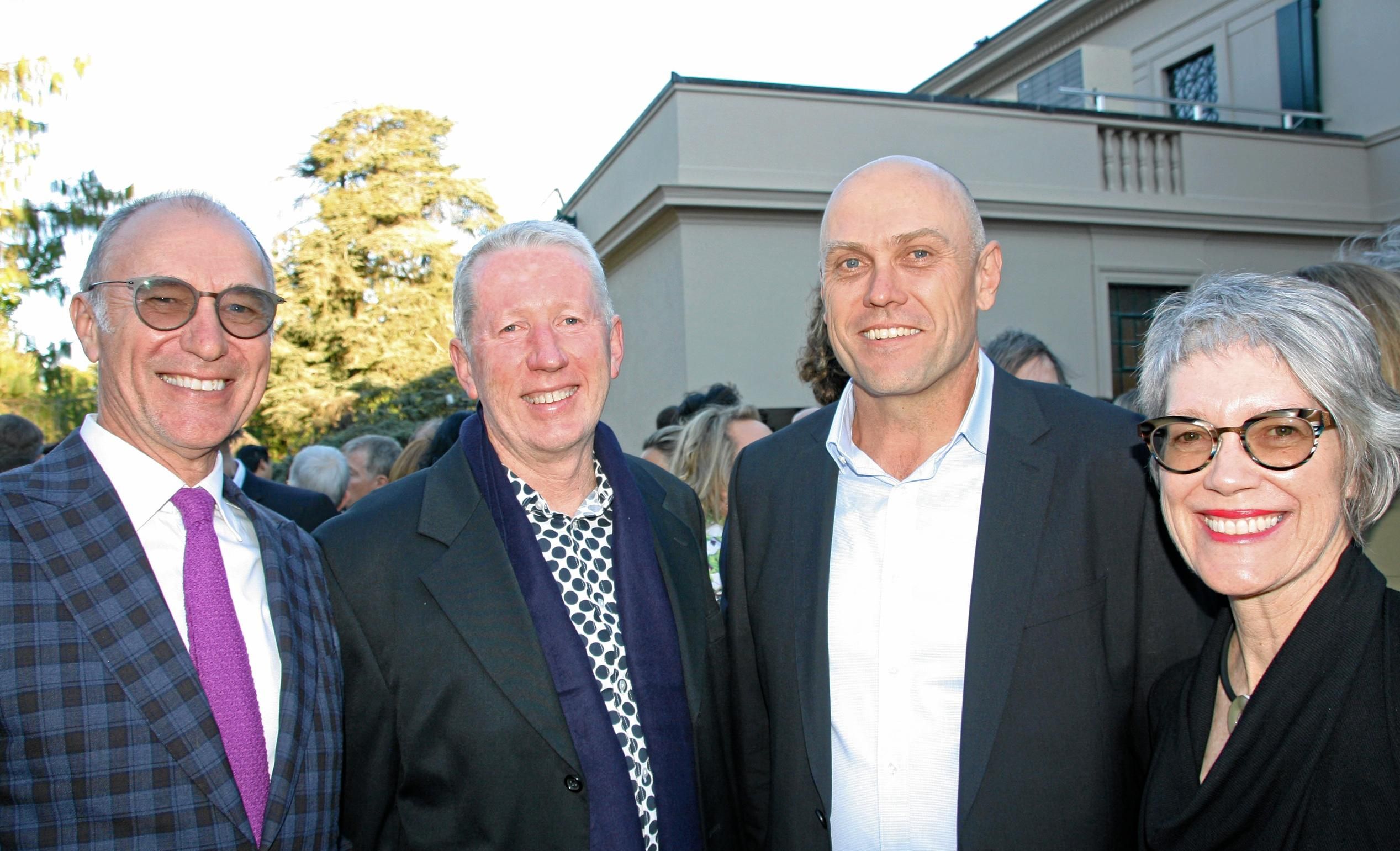 Queensland chapter president Bruce Wolfe, Peter Dawson and Stephen Long of Architectus, and Jocelyn Wolfe at the 2017 National Architecture Awards in Canberra. Picture: Erle Levey