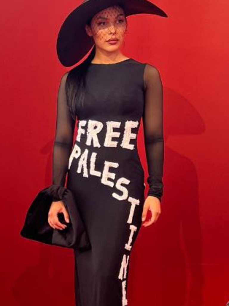 Angelica Mesisca Barrientos wearing a ‘Free Palestine’ dress. Picture: Ena Vujcic<br/>