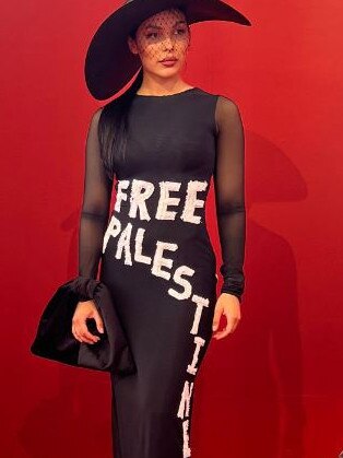 Angelica Mesisca Barrientos wearing a ‘Free Palestine’ dress. Picture: Ena Vujcic