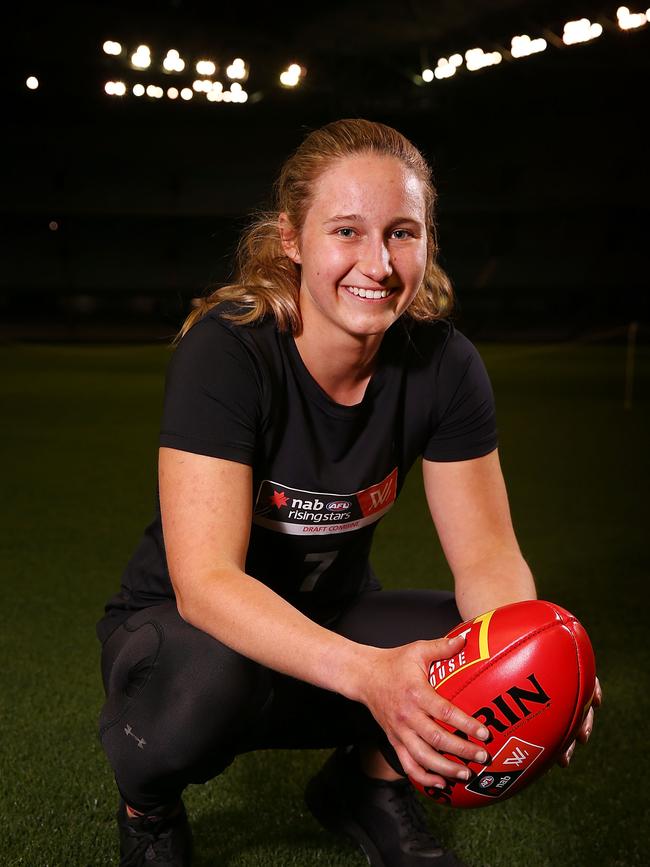 Draft hopeful Nikki Gore poses during the AFLW Draft Combine at Marvel Stadium. Picture: Michael Dodge/Getty Images