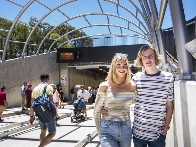 Emma Jury and Corey Jackson outside one of the tunnel entrances. Picture: Nick Clayton.