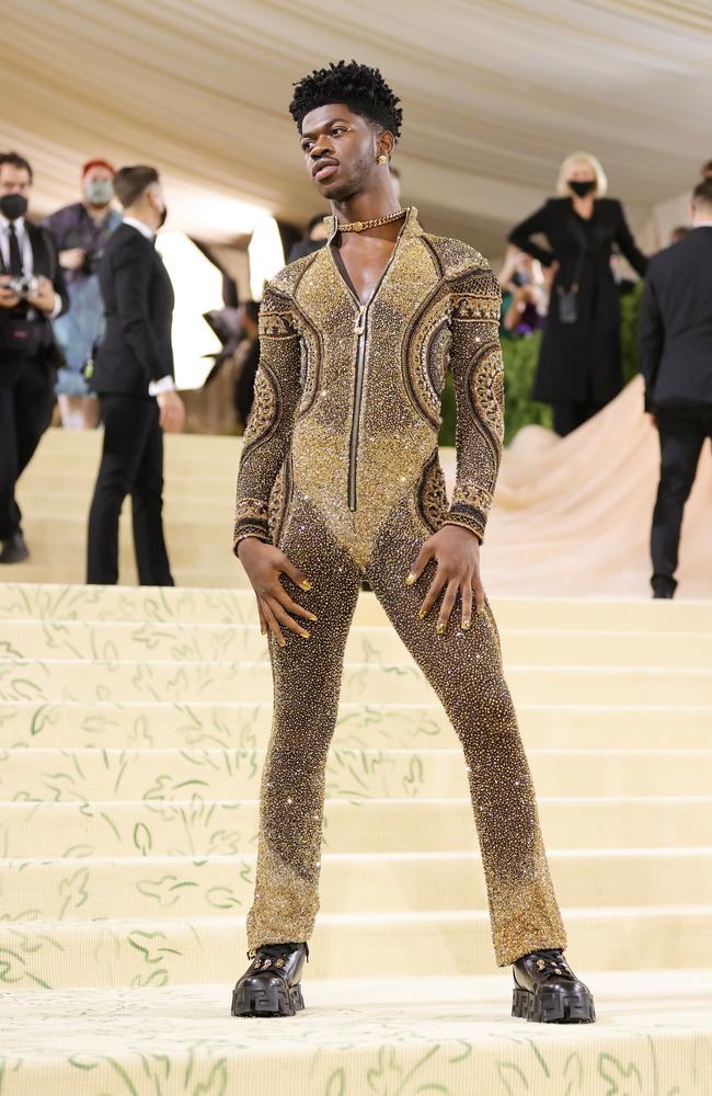 The final glittering gold Versace look from Lil Nas X. Picture: Getty Images