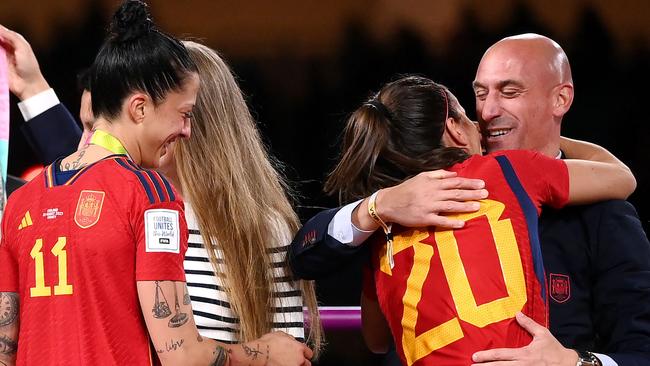 Spanish public prosecutors demanded on September 8, 2023 that suspended football chief Luis Rubiales be indicted for sexual assault over his unsolicited kiss on the lips of player Jenni Hermoso at the Women's World Cup final. Photo: Franck Fife/AFP.