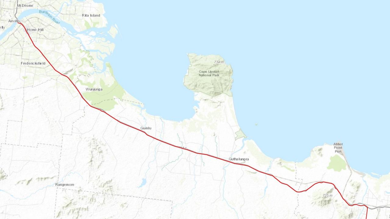 The proposed route of the pipeline from the Burdekin to Bowen. Picture: Contributed