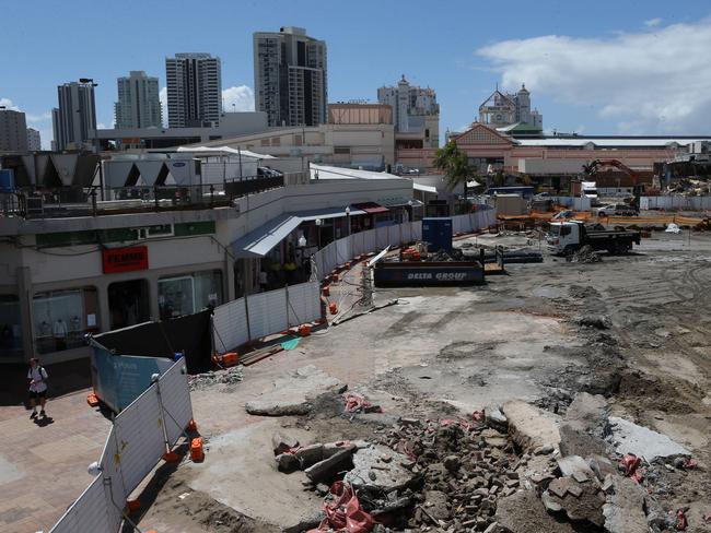 Construction continues on the re-development of the Pacific Fair Shopping Centre in Broadbeach. Picture by Scott Fletcher