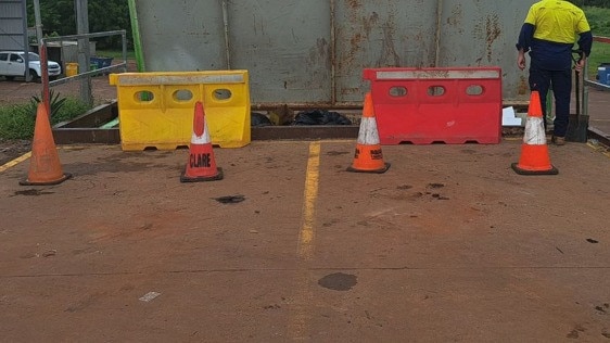 Interim safety measures at Howard Springs Waste Transfer Station implemented after a member of the public fell into a skip bin and sustained serious injuries. Picture: Litchfield Council