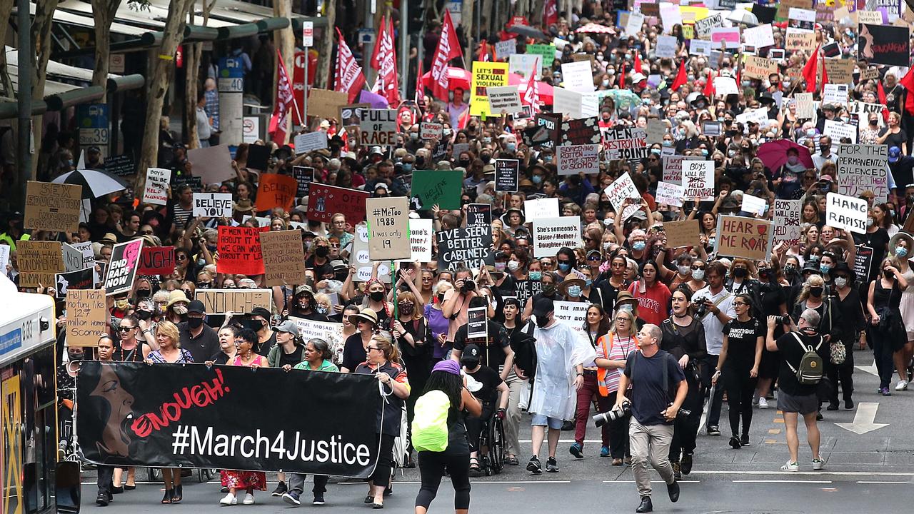 Protesters attend a rally on March 15 in Brisbane. Picture: Jono Searle/Getty Images