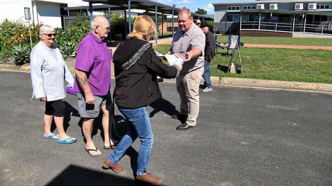 Labor candidate for Hinkler Richard Pascoe hands out how to vote cards at Kepnock High School. For Labor, it was a disappointing election with a swing against the party in Hinkler. Picture: Mike Knott BUN180519PAS6