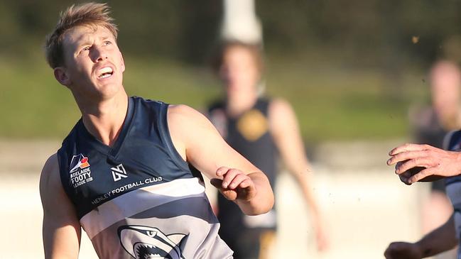 Henley’s Jake Cook watches his snap sail through for a goal. The Sharks are prioritising player retention this off-season while also looking to add more talent. Picture: Dean Martin