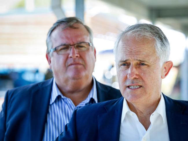 Australian Prime Minister Malcolm Turnbull (right) with Liberal member for Herbert Ewen Jones. Picture: AAP/Michael Chambers