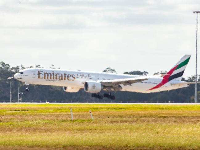 MELBOURNE, AUSTRALIA- NewsWire Photos APRIL 15 2021:  Emirates flight taking off at Melbourne Airport.  NCA NewsWire / Sarah Matray