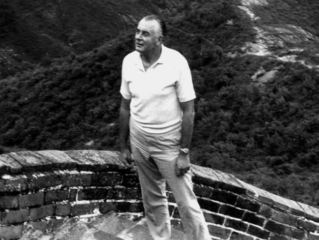 JULY 1971 : Labor leader (later prime minister) Gough Whitlam, head of the ALP mission to China, visits the Great Wall, near Peking (Beijing), 07/71. pic News Ltd.Australia's First CenturyHistorical Picture: Photo File