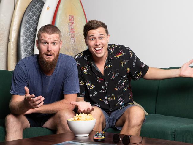 Milo and Nic hatched up a bromance a decade ago after meeting at a retail surf store. Picture: Supplied/Foxtel