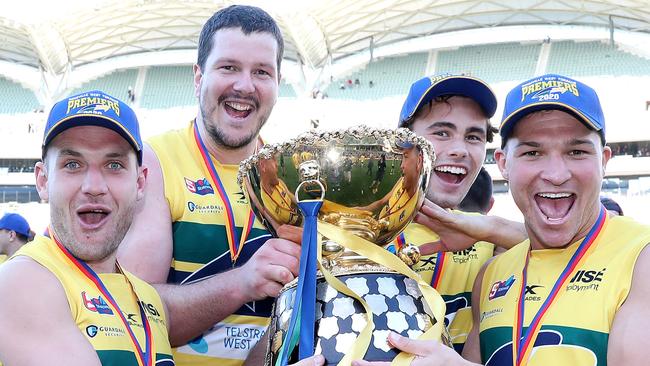 Eagles James Tsitas, Jarrad Redden, Lachlan McNeil and Sam Lowson Picture: Sarah Reed