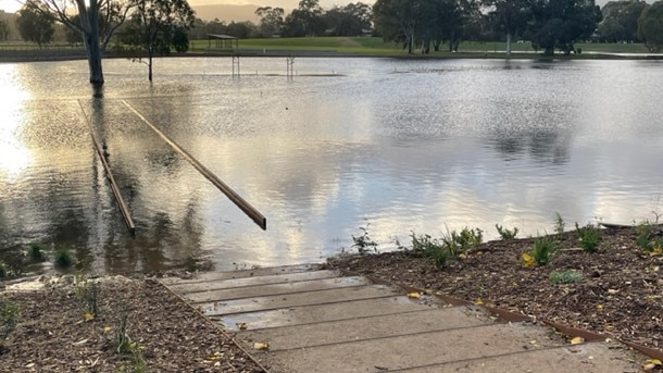 BEFORE DRAINING: The Victoria Park wetlands after the heavy rain which hit Adelaide on May 30-31, 2022. Picture: Supplied