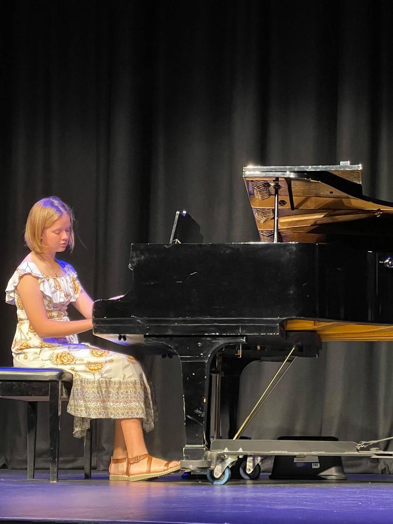 Madeleine Wilson at the Gladstone Eisteddfod in the Piano Solo (other than J S Bach, Sonata or Sonatina) section on Tuesday.