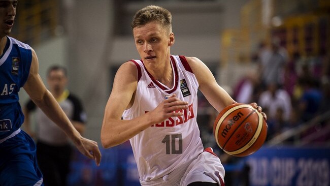 Russian NBA prospect Nikita Mikhailovskii has been linked to the Tasmania JackJumpers as its Next Star. Picture: fiba.basketball