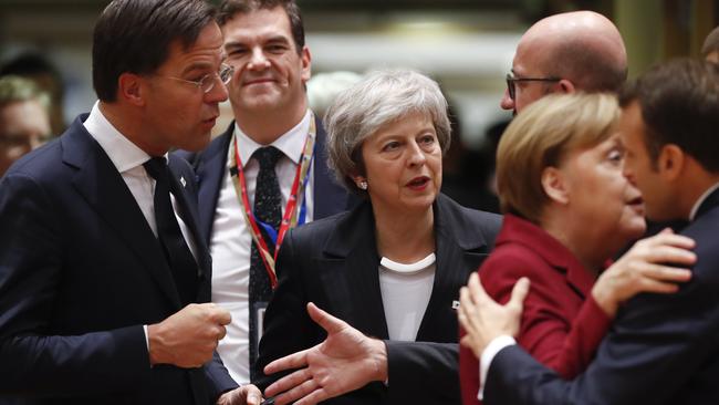 Among a sea of ‘Nos’ Theresa May was rejected by European leaders in Brussels when she asked for help in selling her Brexit deal. Picture: AP