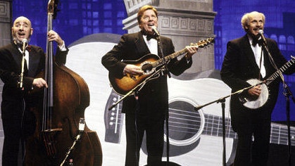 Actor Harry Shearer with Michael McKean and Christopher Guest as The Folksmen in A Mighty Wind.