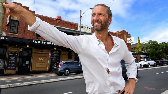 Justin Hemmes in front of the Duke of Gloucester Hotel in Randwick, Sydney, which he bought for $32m in December, 2020. Picture: Bianca De Marchi