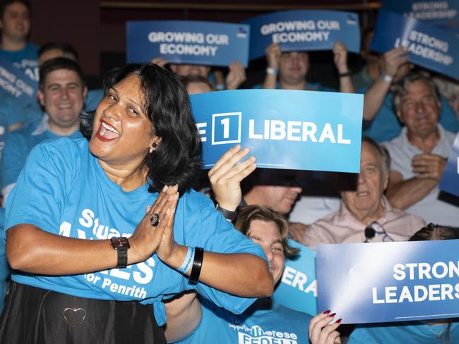 SYDNEY, AUSTRALIA - NCA NewsWire Photos - 19 MARCH, 2023: The NSW Liberal Party "Keep Western Sydney Moving Forward" rally with the NSW Premier, the Hon Dominic Perrottet MP, and former Prime Minister, the Hon John Howard OM AC, held at the Joan Sutherland Performing Arts Centre, High St, Penrith.Picture: NCA NewsWire / Monique Harmer