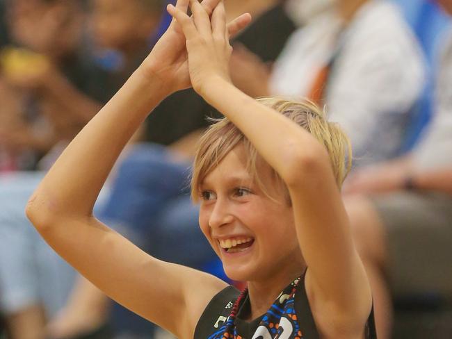 Nate Burke, 10, wore his Darwin Salties jersey to the game. Picture: Glenn Campbell.