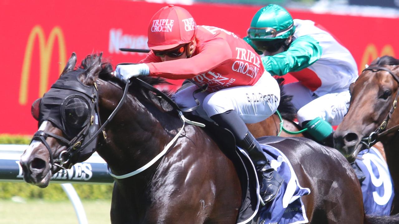 Sam Clipperton riding Mazu to victory in the Brian Crowley Stakes at Randwick in October, the day before his accident. Picture: Grant Guy