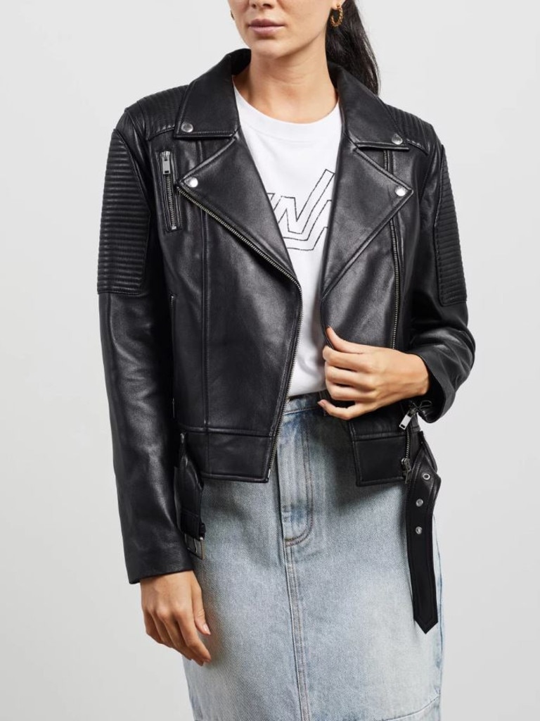 Leather biker jacket clearance australia