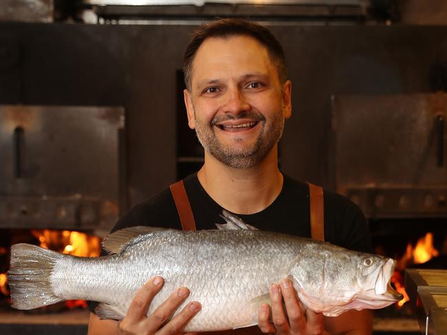 Lennox Hastie head chef and co-owner of Firedoor Restaurant in Surry Hills, Sydney for Barramundi day. Barramundi is applying to get certification for the name barramundi in the same way Champagne has it for French Champagne. Picture: Brett Costello