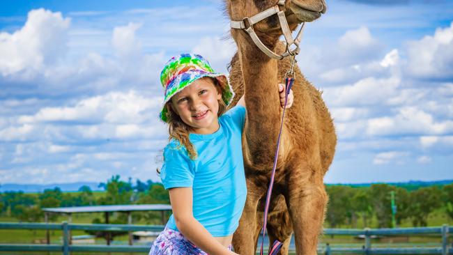 Ellena Bird with Hercules the orphan camel at Summer Land Camels.