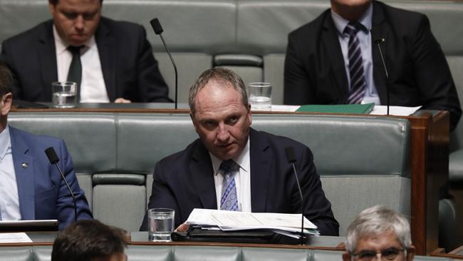 The member for New England tries to keep a low profile during Question Time today. Picture: Sean Davey.