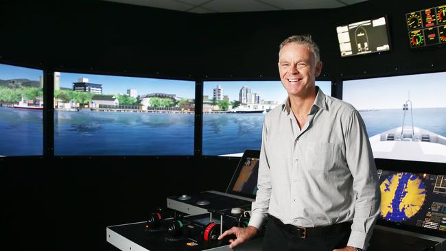 Portfolio manager Gary Haddock at the Great Barrier Reef International Marine College’s ship simulator. Picture: Brendan Radke